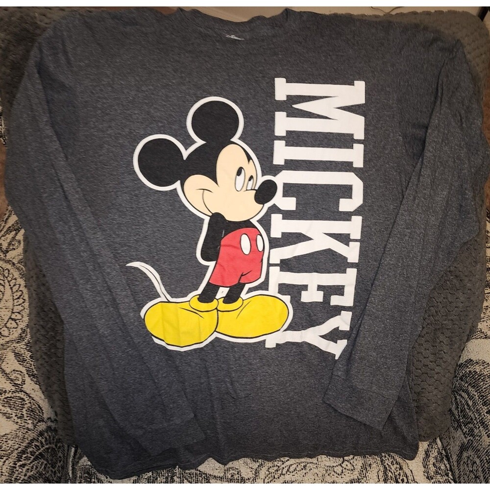 Disney Mickey Mouse Men's Charcoal Gray Long Sleeve